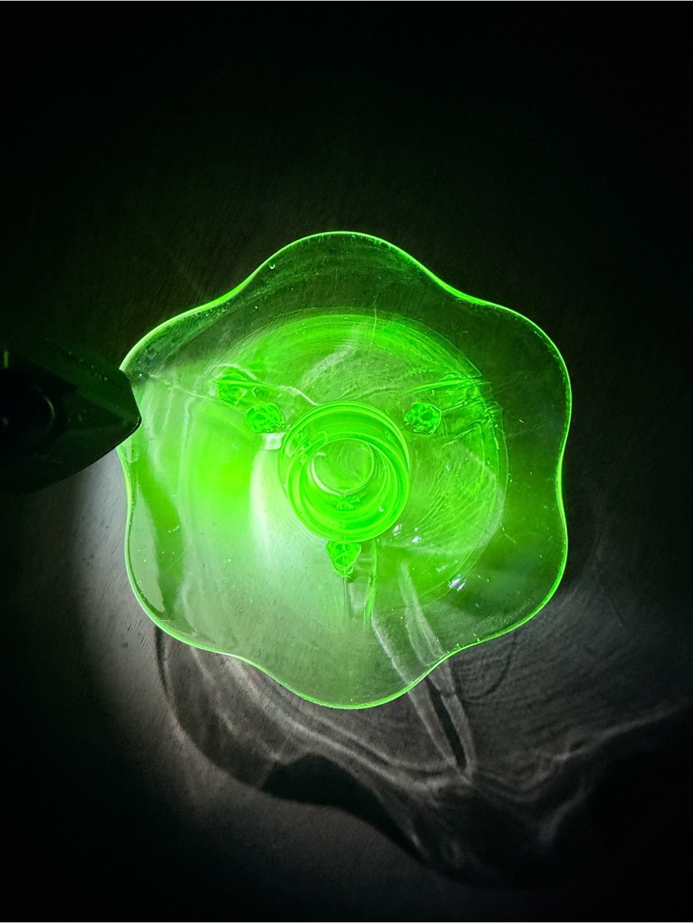 Vintage Green Glass Candle Holder Vibrant Uranium Glass